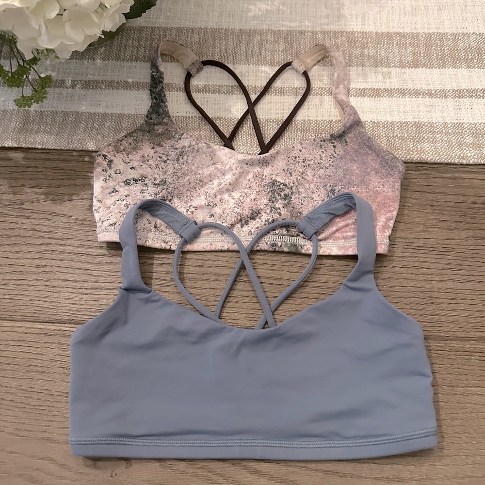 Two lululemon size 4 free to be bras, good used condition